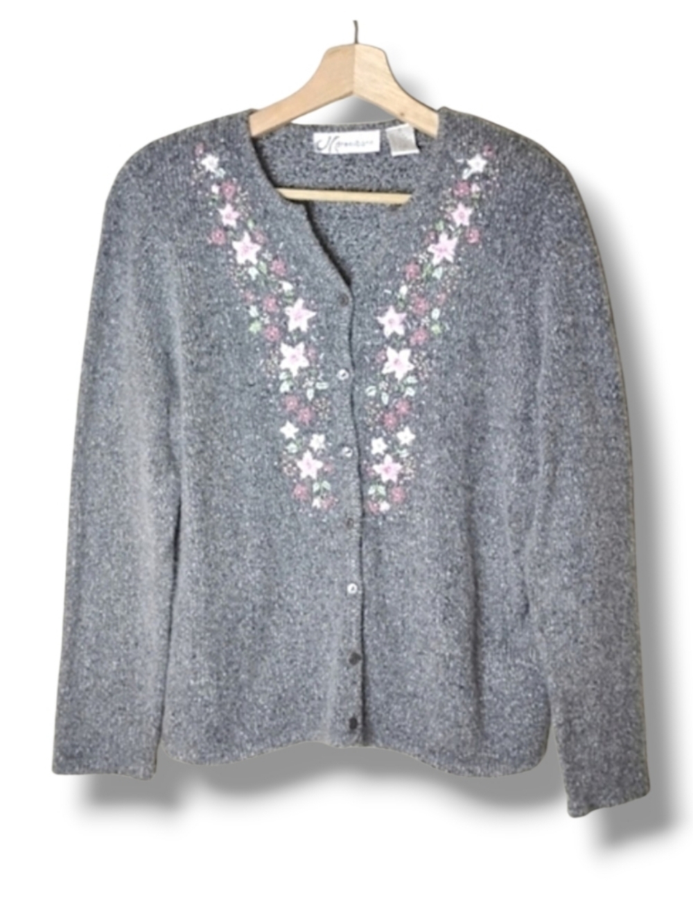 Vintage Dressbarn Floral Embroidered Cardigan Sweater